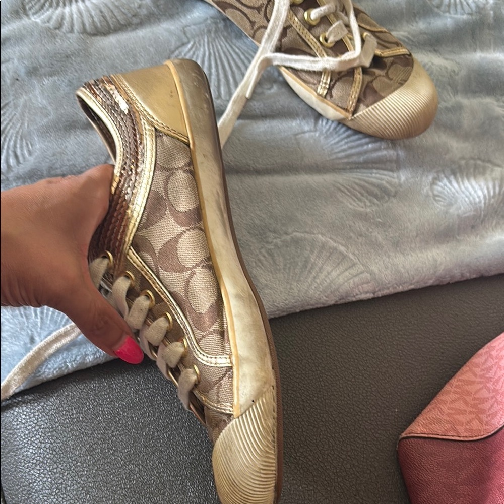 Coach Gold and Tan Sporty Sneakers - Picture 4 of 7